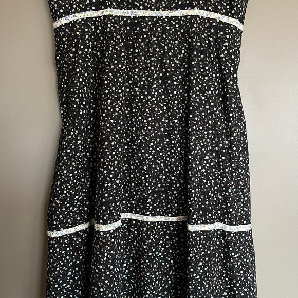 LA LIGNE Kate Floral Midi Sundress‎ In Black Floral Size Small Tie Shoulder Chic - Picture 11 of 13